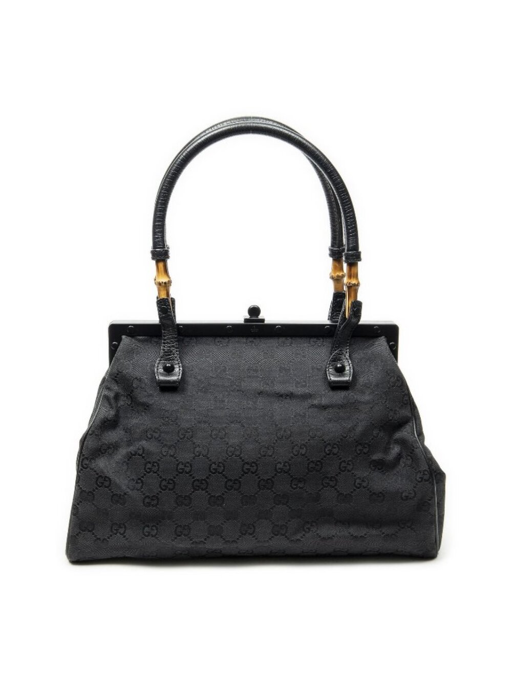 Gucci Bamboo Frame Doctor's Bag Black GG Canvas